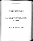 Baptêmes, mariages, sépultures (1771-1792)