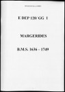 Baptêmes, mariages, sépultures (1636-1749)