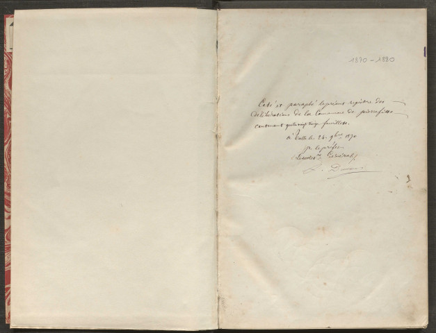 Délibérations du conseil municipal. 29 novembre 1870-25 décembre 1880