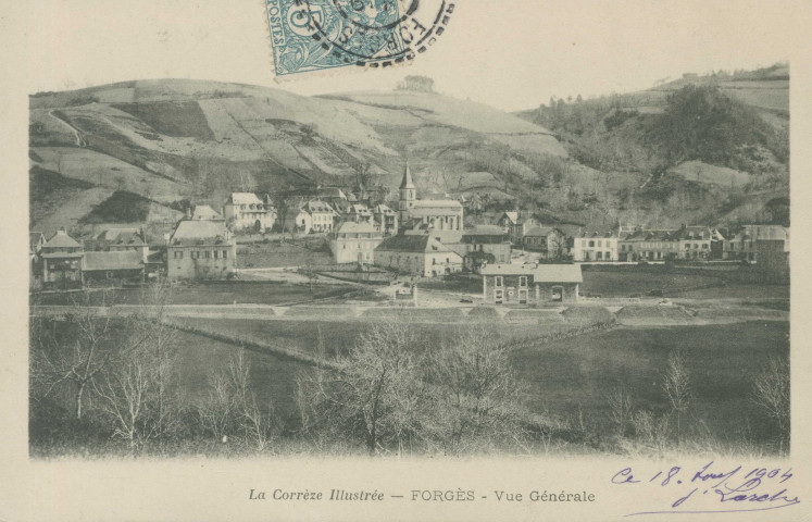 Forgès : "La Corrèze illustrée - Forgès - Vue générale". Vue de la gare en construction.