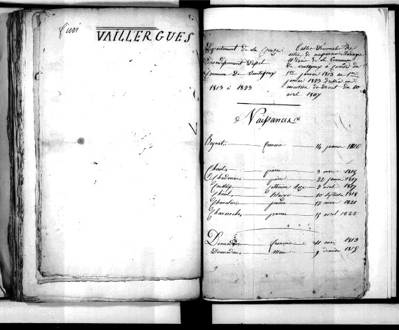 Tables décennales des décès (1813-1822)