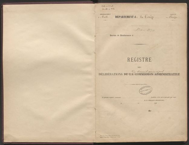 Délibérations du conseil municipal. 5 juin 1910-08 juin 1930