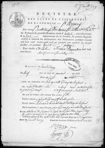Naissances, mariages, décès (1813-1822)