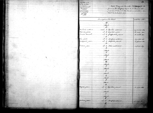 Tables décennales des mariages (1833-1842)