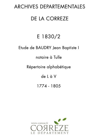 Répertoire alphabétique : L-V