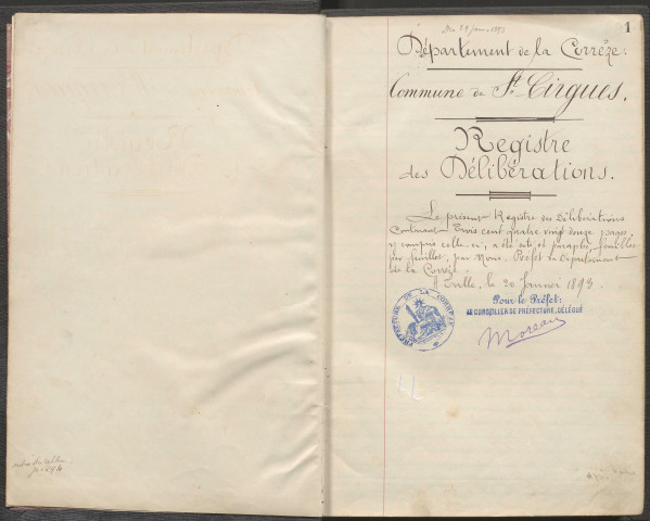 Délibérations du conseil municipal. 29 janvier 1893-31 mars 1907