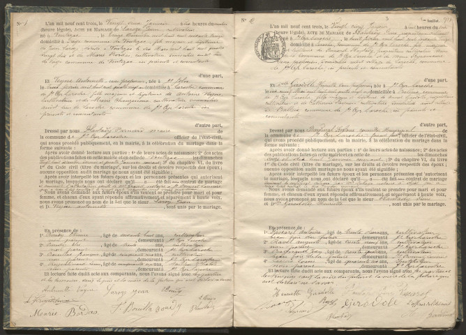 Mariages (1903-1932).