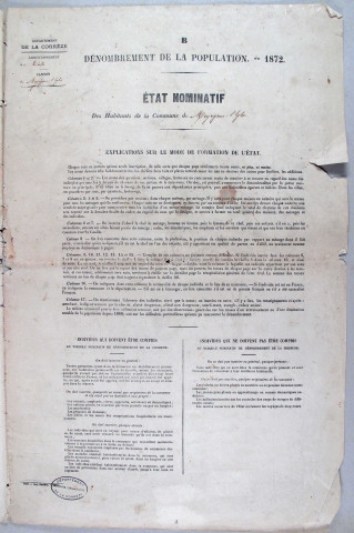 Population : listes nominatives. 1872-1911