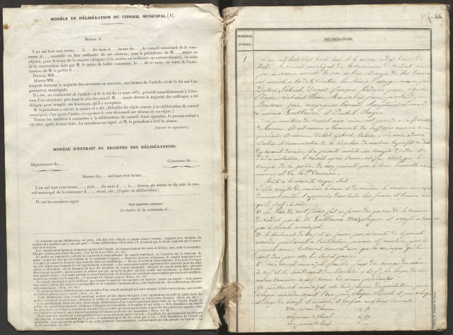 Délibérations du conseil municipal. 20 mai 1838-11 novembre 1855