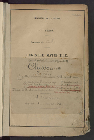 Classe 1899 : matricules 1 à 500.