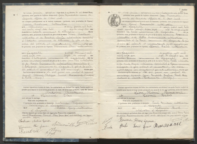 Mariages (1922-1932).