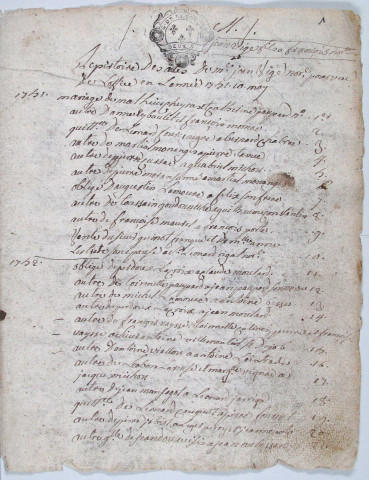 Répertoire chronologique (10 mai 1751-26 août 1772); table des testaments (1751-1765)