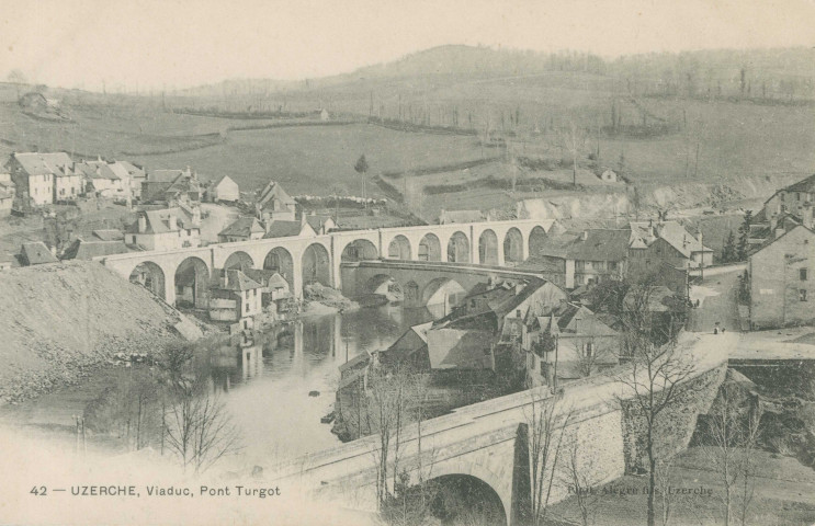Uzerche : "42 - Uzerche, viaduc, pont Turgot".