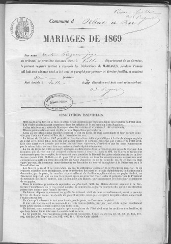 Mariages (1869-1881)