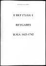 Baptêmes, mariages, sépultures (1623-1742)