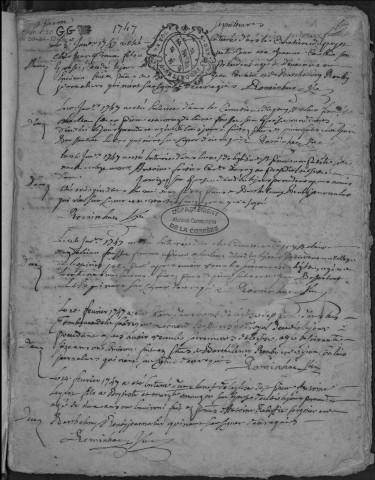 Sépultures (1747-1769).