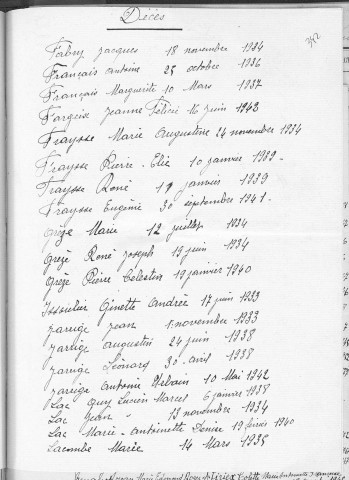 Tables décennales des décès (1933-1942)