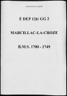 Baptêmes, mariages, sépultures (1700-1749)