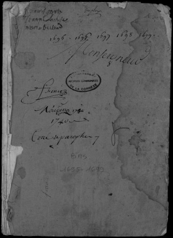 Baptêmes, mariages, sépultures (1695-1729)