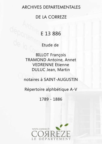 Répertoire alphabétique : A-V