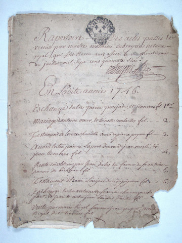Répertoire chronologique : décembre 1746-janvier 1756.