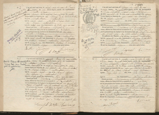 Naissances, mariages, décès (1903-1912).