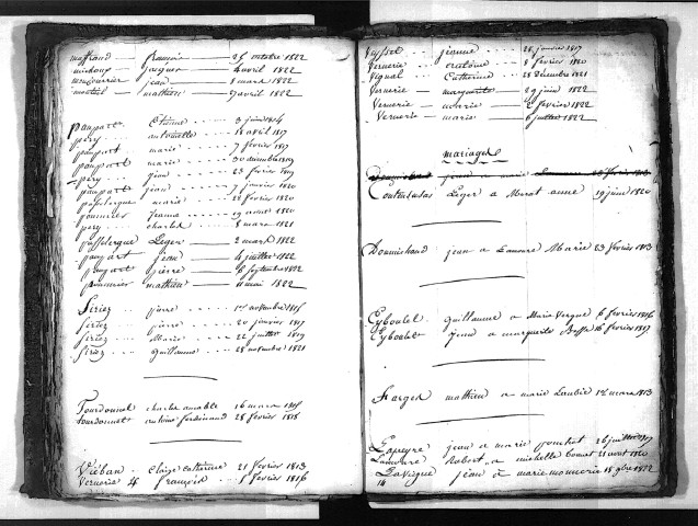 Tables décennales des naissances (1813-1822)