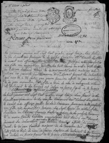 Naissances, mariages, décès (1793-1802)