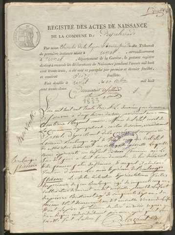 Naissances, mariages, décès (1833-1842)