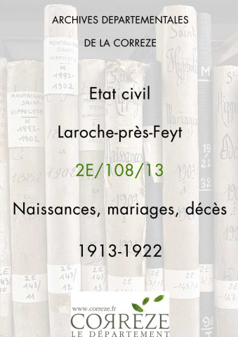 Naissances, mariages, décès (1913-1922).