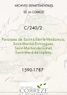 Paroisses de Saint-Julien-le-Vendômois, Saint-Martial-Entraygues, Saint-Martial-de-Gimel, Saint-Merd-de-Lapleau.