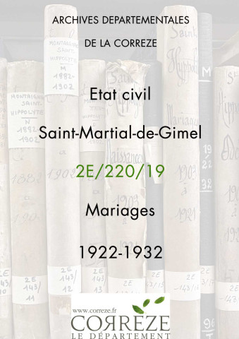 Mariages (1922-1932).