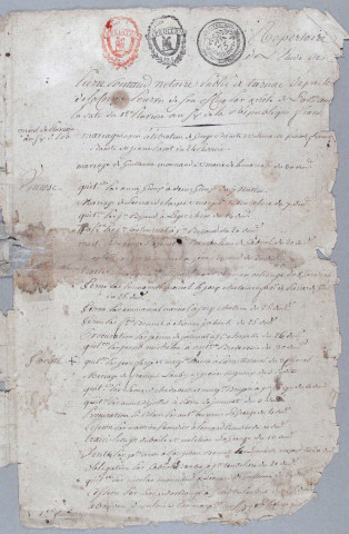 Répertoire chronologique (1 pluviôse an VI-9 novembre 1826); table des testaments (an VIII-1821)