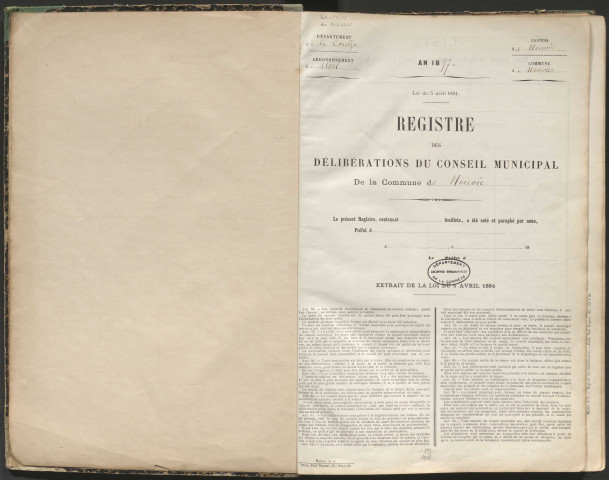 Délibérations du conseil municipal. 23 mai 1897-05 avril 1908