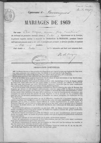 Mariages (1869-1881)
