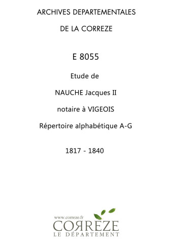 Répertoire alphabétique : A-G