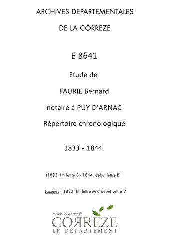 A à V. (1833-1844)