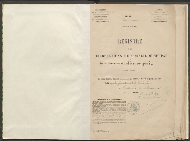 Délibérations du conseil municipal. 06 novembre 1887-15 janvier 1905