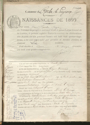 Naissances, mariages, décès (1893-1902)
