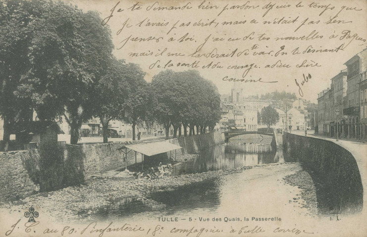Tulle : "Tulle - 5 - Vue des quais, la passerelle".