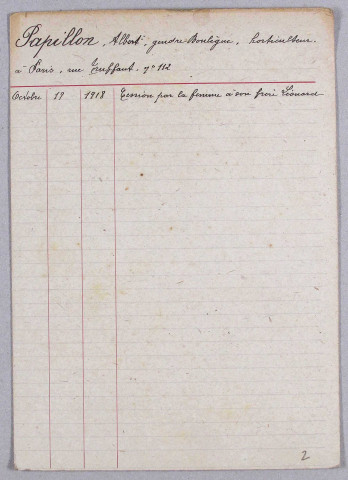 Répertoire alphabétique sur fiches : Pampoulie à Vouilloux