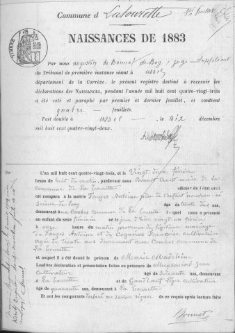 Naissances, mariages, décès (1883-1892)