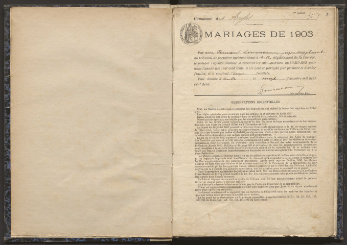 Mariages (1903-1921).