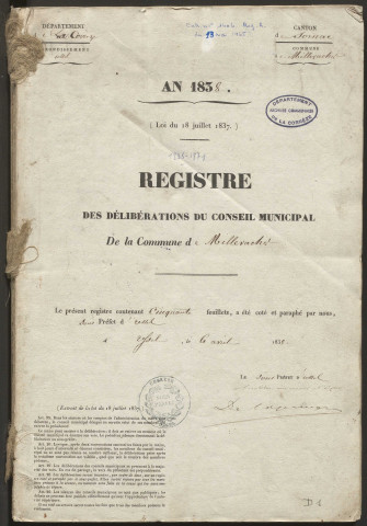 Délibérations du conseil municipal. 13 mai 1838-13 avril 1879