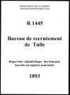 Classe 1893 : table alphabétique.