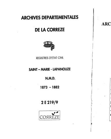 Naissances, mariages, décès (1873-1882)