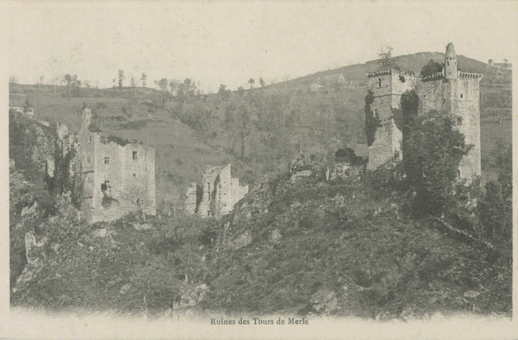 Saint-Geniez-O-Merle : "Ruines des tours de Merle".