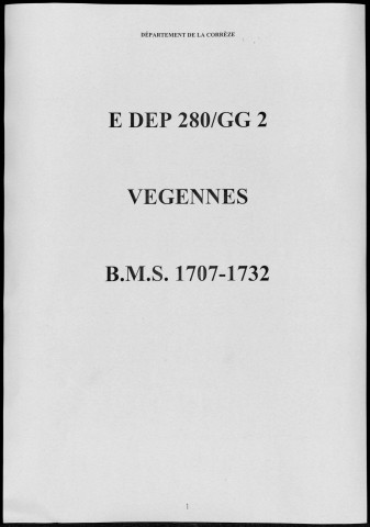 Baptêmes, mariages, sépultures (1707-1732)