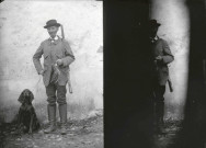Chasseur de bécasse et son chien.