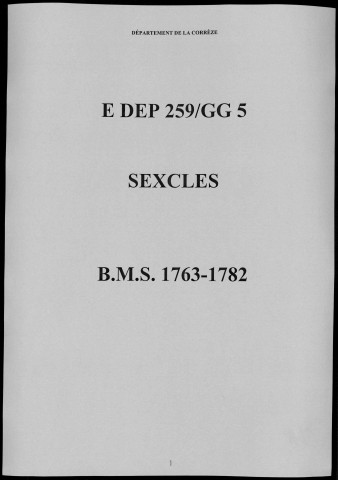 Baptêmes, mariages, sépultures (1763-1782)